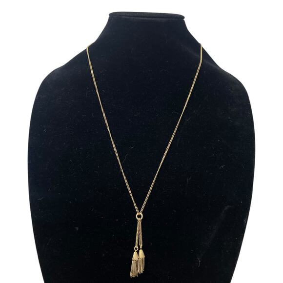 J. Crew Gold Tone Fringe Tassel Chain Long Necklace Women Jewelry - Picture 1 of 7